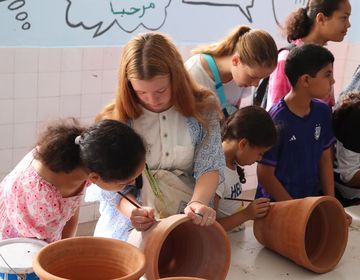 Students volunteering at organization in Morocco