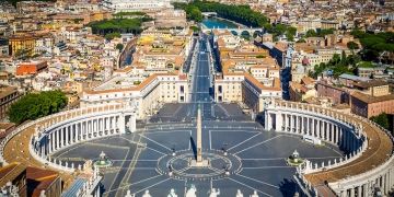 vatican city downtown rome plaza aerial view